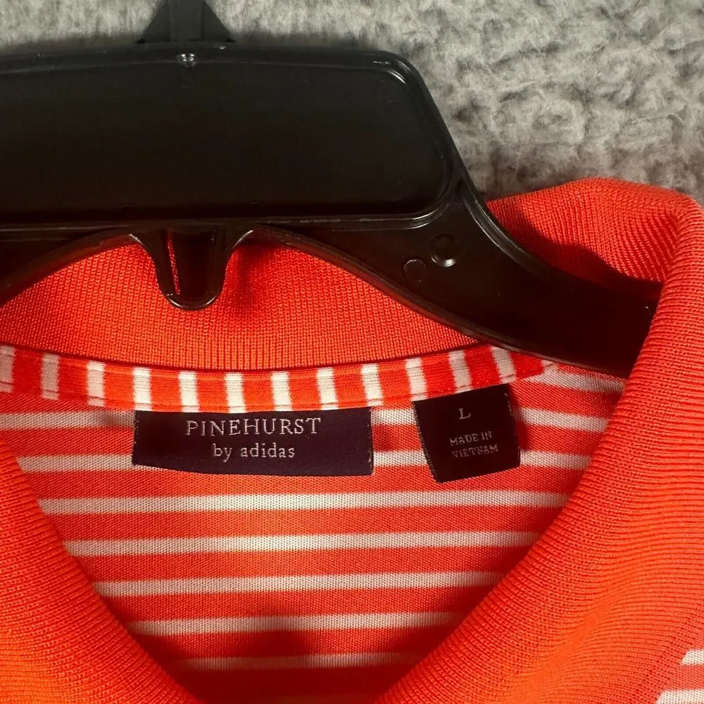 Pinehurst By Adidas Polo Shirt Mens‎ Large Orange Golf Putter Boy Logo 1895